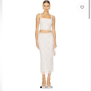 Superdown Lace White Skirt